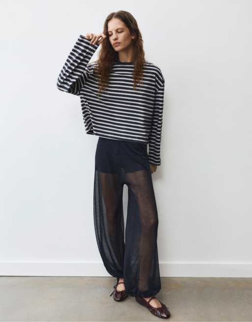 Pull&Bear Boxy-Fit Langarm-T-Shirt mit Streifen, 4 von 7