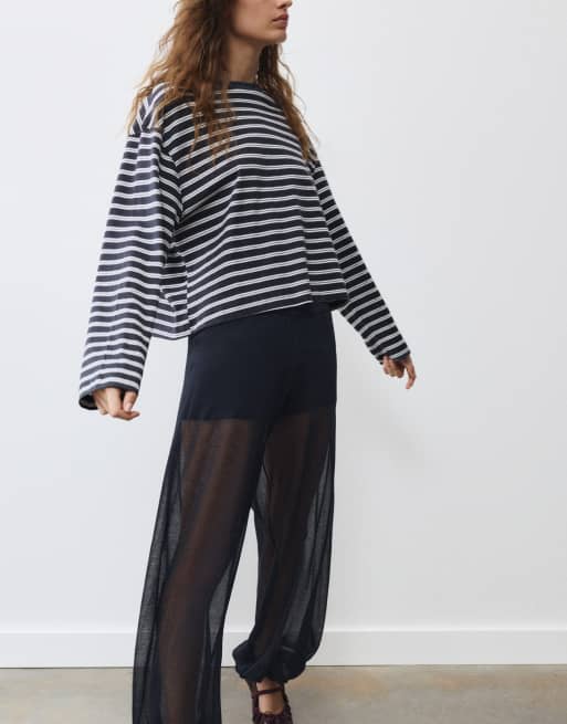Pull&Bear Boxy-Fit Langarm-T-Shirt mit Streifen, 6 von 7