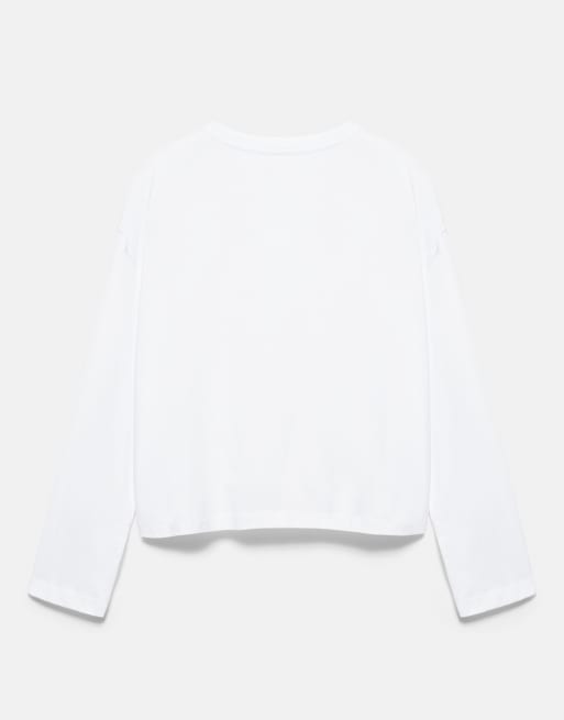 Pull&Bear boxy-fit langærmet T-shirt i hvid, 7 af 7