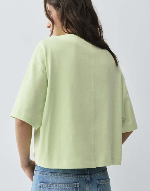 Pull&Bear Boxy-fit short sleeve t-shirt in lime, 3 of 7