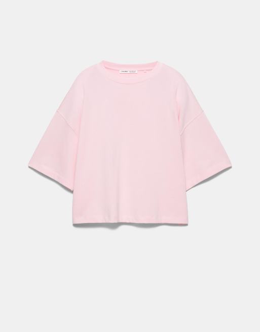 Pull&Bear Boxy-fit short sleeve t-shirt in pale pink, 5 of 7