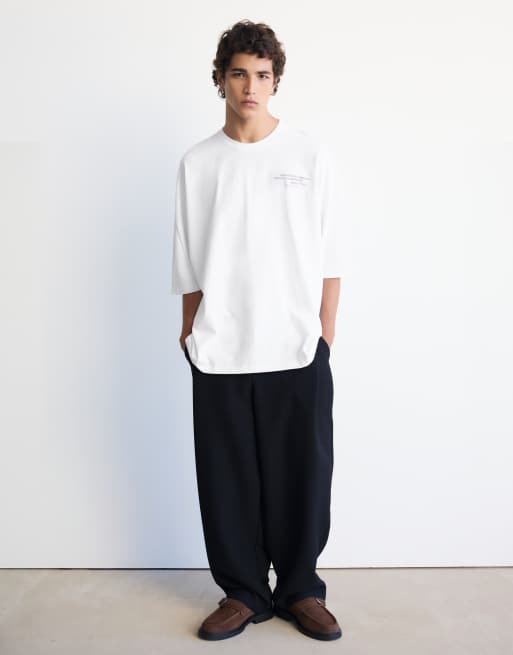 Pull&Bear boxy-fit slogan T-shirt i hvid, 4 af 7