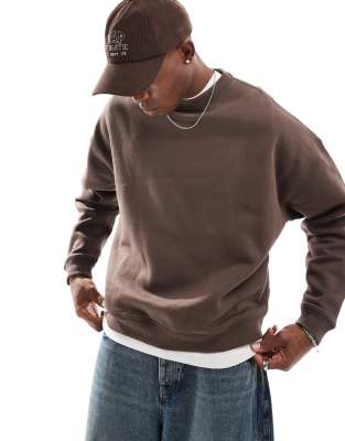 boxy fit sweatshirt in chocolate-Neutral