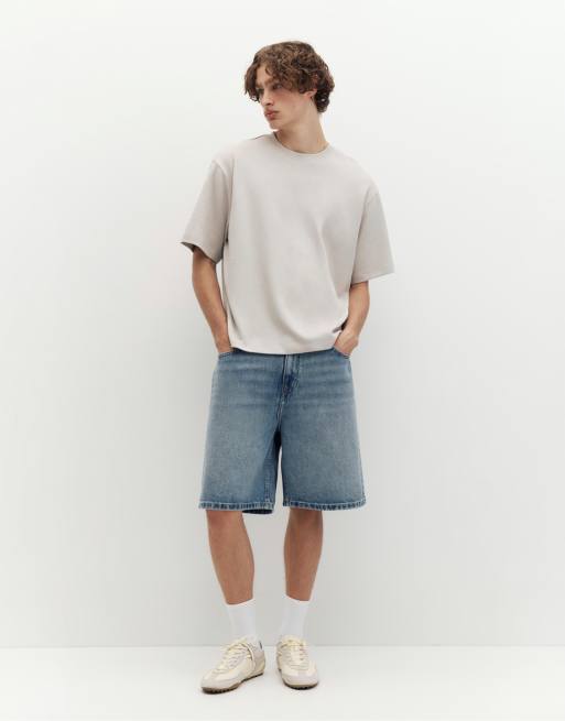 Pull&Bear – Boxy Fit T-Shirt in Steinbeige, 2 von 4