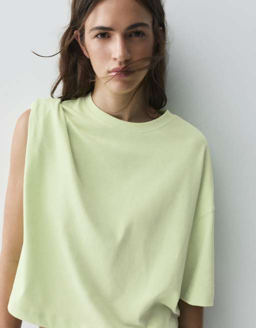 Pull&Bear boxy-fit T-shirt met korte mouwen in lime, 2 van 7