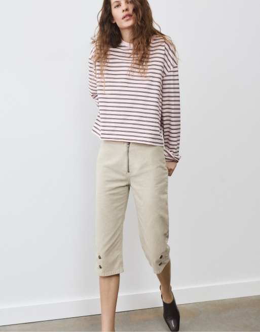 Pull&Bear boxy-fit T-shirt met lange mouwen in bruin, 5 van 7