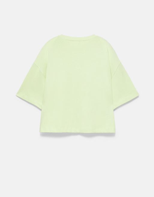 Pull&Bear Boxy-Fit T-Shirt mit kurzen Ärmeln in Limette, 6 von 7