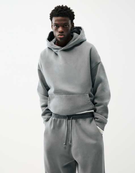 Pull&Bear Boxy Hoodie in Grau - view 1