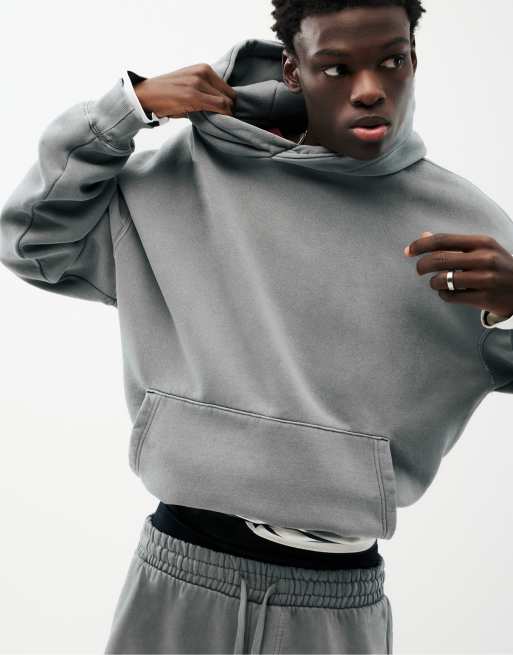 Pull&Bear Boxy Hoodie in Grau, 6 von 7