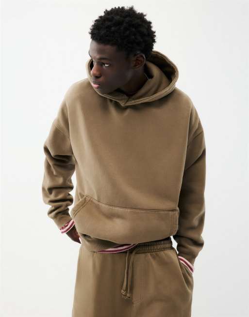 Pull&Bear Boxy hættetrøje i brun, 3 af 7