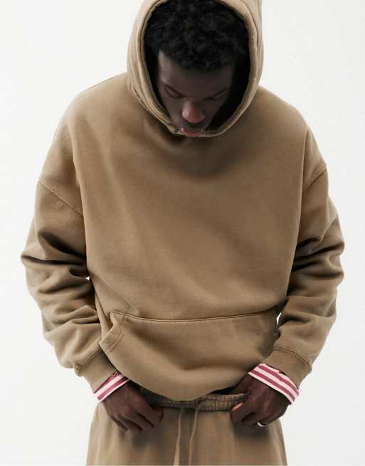 Pull&Bear Boxy hættetrøje i brun, 6 af 7
