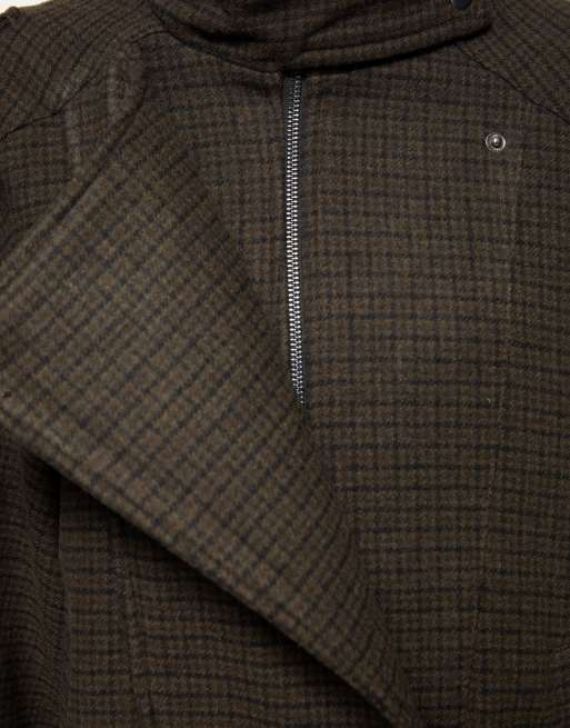 Pull&Bear boxy jack van geruite stof in bruin, 5 van 6