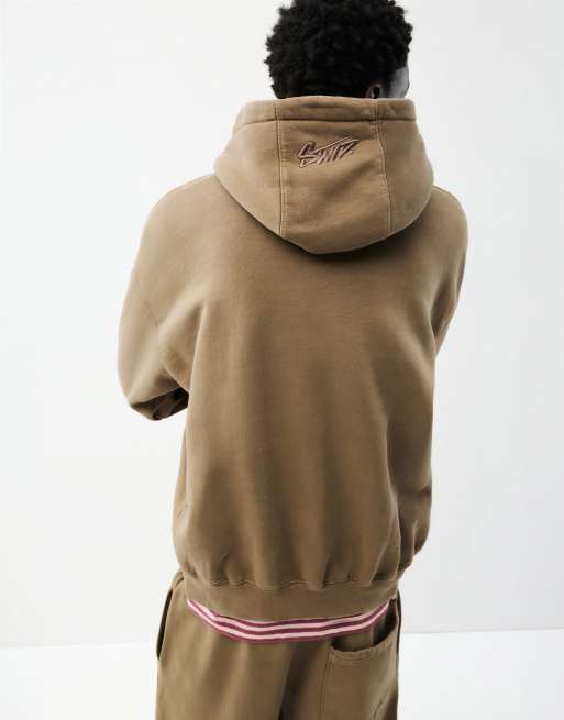 Pull&Bear Boxy Kapuzenpullover in Braun, 2 von 7