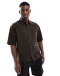 [Pull & Bear] Pull & Bear boxy short sleeve shirt in brown L BROWN