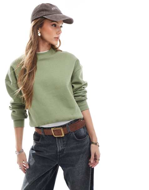 Pull&Bear boxy sweater in khaki - view 1