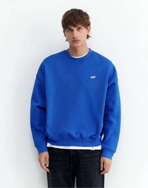 Pull&Bear boxy sweatshirt in diepblauw - view 1