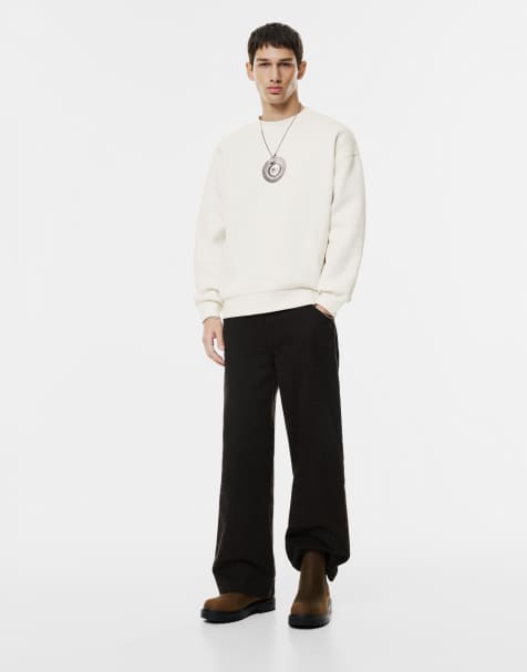 Pull&Bear Boxy sweatshirt with dog graphic in off white - view 1