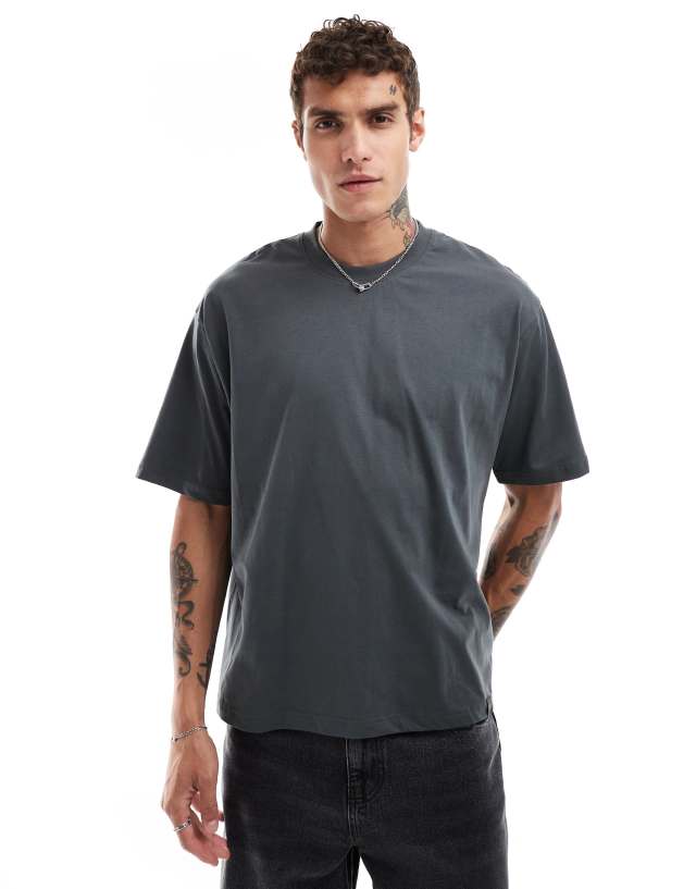 Pull&Bear - boxy t-shirt in grey