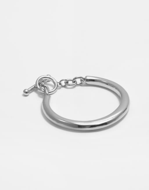 Pull&Bear - Bracciale rigido color argento con catena