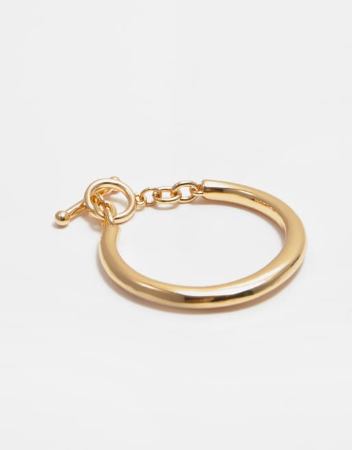 Pull&Bear - Bracciale rigido color oro con catena