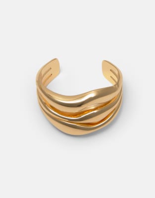 Pull & Bear - Bracelet jonc ondulé - Doré