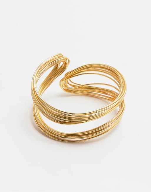 Pull&Bear - Bracelet manchette à fils multiples - Doré