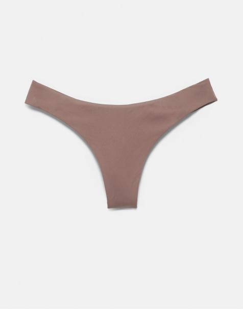 Pull&Bear Brazilian bikini bottoms in mole brown - view 1