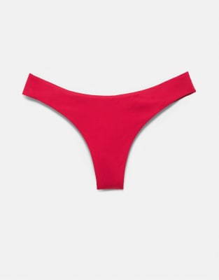Pull & Bear - Brazilian-Bikinihose in Braun-Rot
