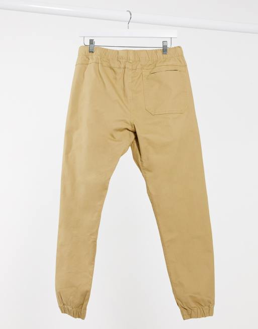 Pull&Bear – Brązowe joggersy w stylu chinosów, 2 z 4