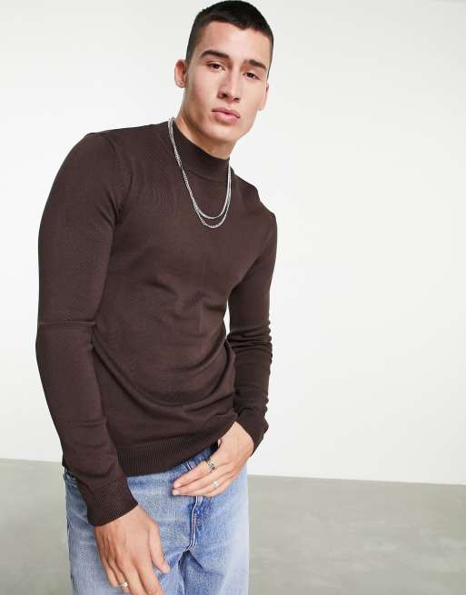 Pull&Bear – Brązowy sweter z golfem