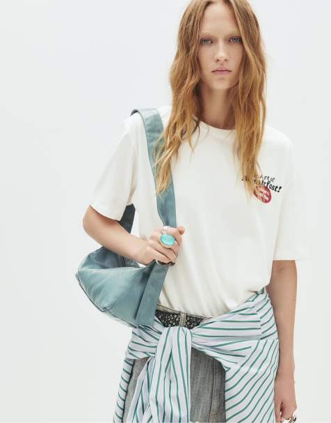 Pull&Bear Breakfast graphic t-shirt in white - view 1