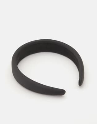 Pull & Bear - Breites Satin-Stirnband in Schwarz
