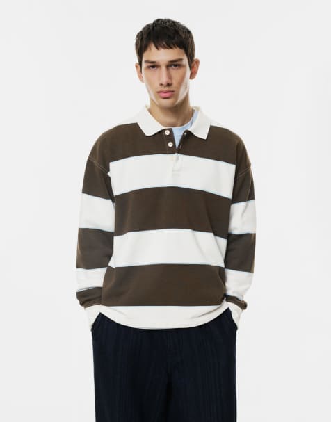 Pull&Bear - Broderet råhvid stribet poloskjorte - view 1