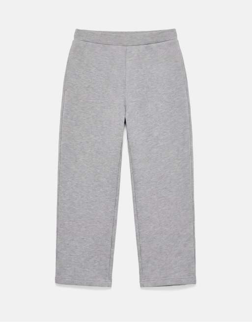 Pull&Bear broek met neopreenlook en barrel-pijpen in grijs gemêleerd, 6 van 7