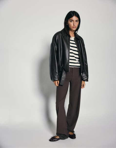 Pull&Bear - Broek met rechte pijpen in bruin - view 1