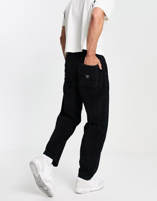 Pull&Bear - Broek met rechte pijpen van corduroy in zwart