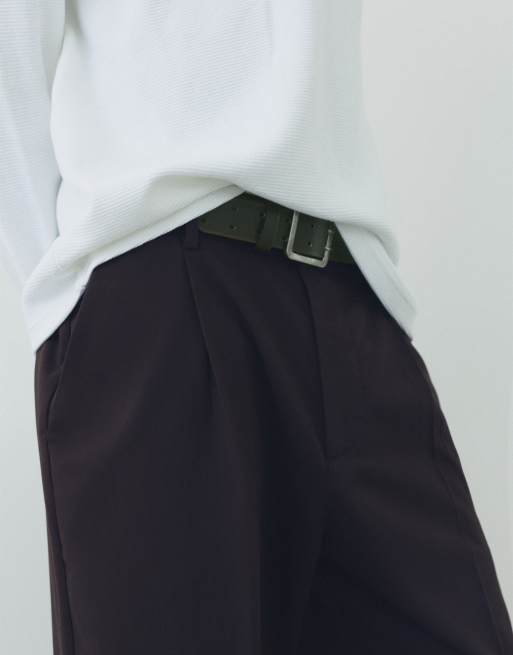 Pull&Bear broek met wijde pijpen in marineblauw, 3 van 7