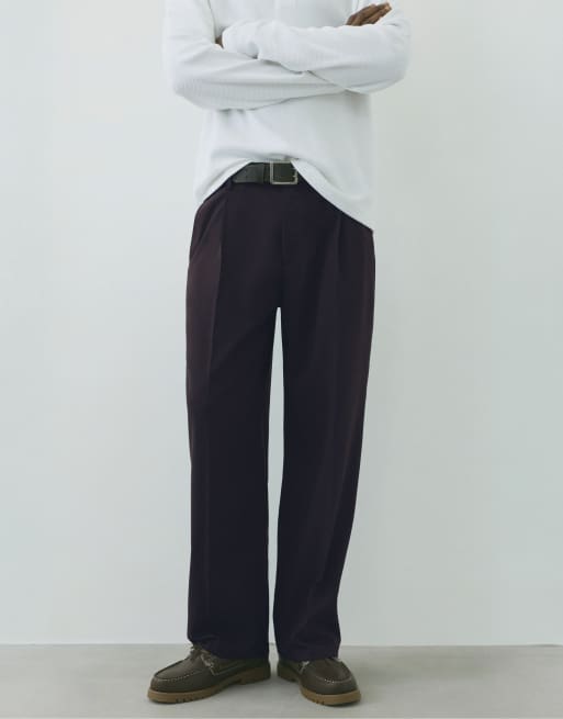 Pull&Bear broek met wijde pijpen in marineblauw, 4 van 7