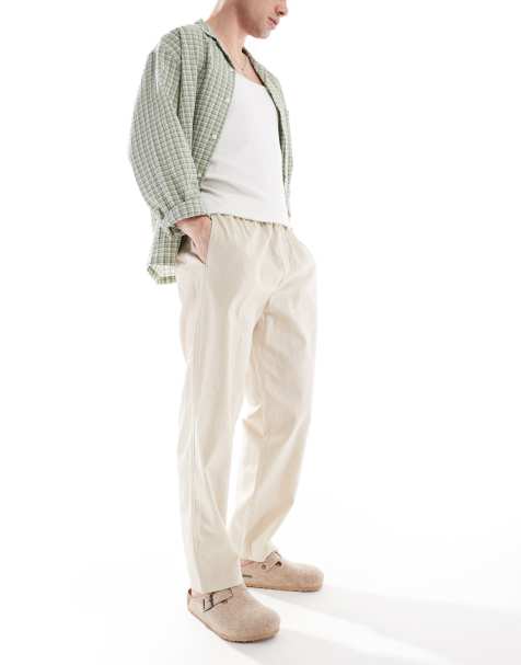 Pull&Bear - Broek van linnenmix in zandkleur - view 1