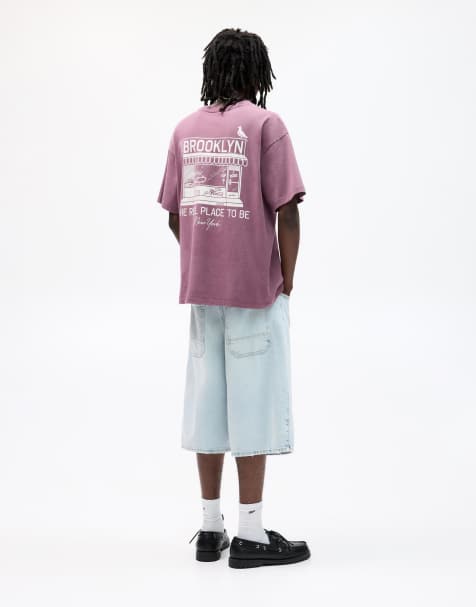 Pull&Bear – Brooklyn – T-Shirt in Aubergine - view 1