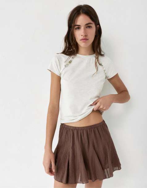 Pull&Bear Brown mini skirt in brown - view 1