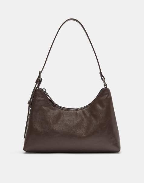 Pull&Bear – Brun axelväska med spännen - view 1