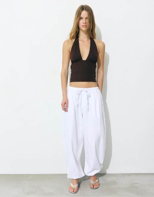 Pull&Bear - Brun balconette-overdel med halterneck, 3 af 4
