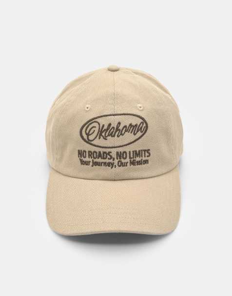 Pull&Bear – Brun keps med 'Oklahoma'-broderi - view 1