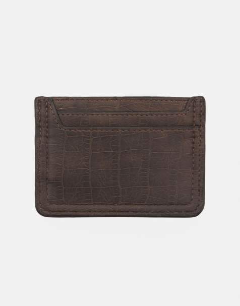 Pull&Bear – Brun korthållare i texturerad läderimitation - view 1