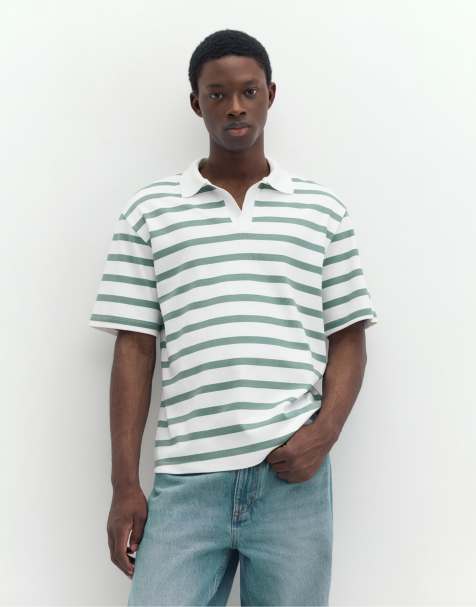 Pull&Bear - Brun kortærmet poloskjorte med interlock-syninger - view 1