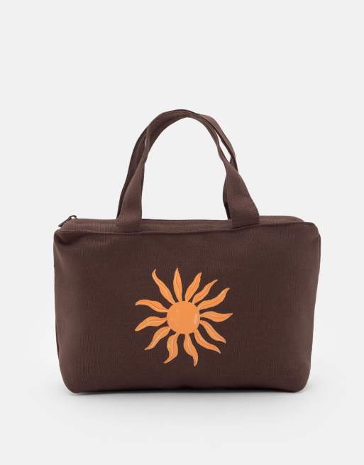 Pull&Bear – Brun, liten toteväska med soltryck