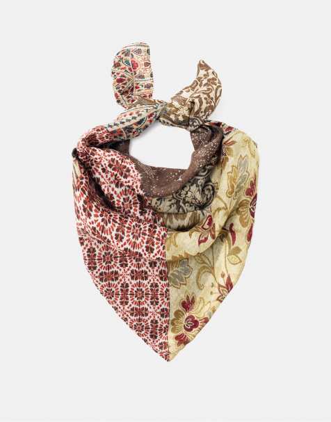 Pull&Bear – Brun scarf med lappad design - view 1