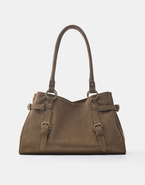 Pull&Bear - Brun shoppertaske med spænde - view 1