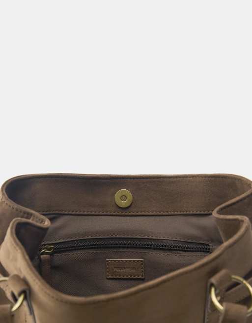 Pull&Bear - Brun shoppertaske med spænde, 4 af 4